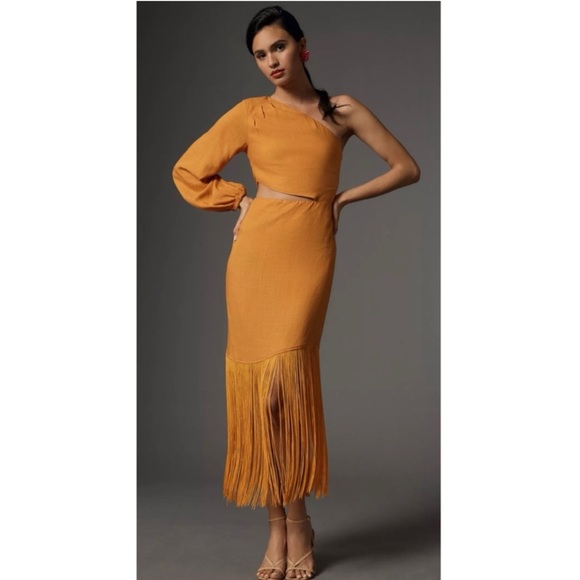 Anthropologie Dresses & Skirts - Le Superbe Fringed One-Shoulder Dress
